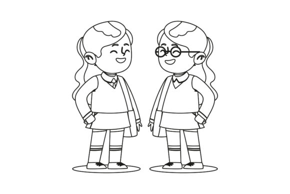 Back to School Two Woman Outline: A Versatile Design for Modern Creators
